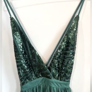 Shiny Fancy Green long dress